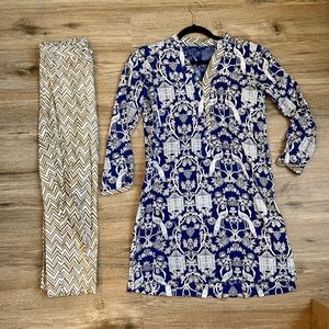 Beautiful Birds & Cage Kurta w/ Chevron Trouser